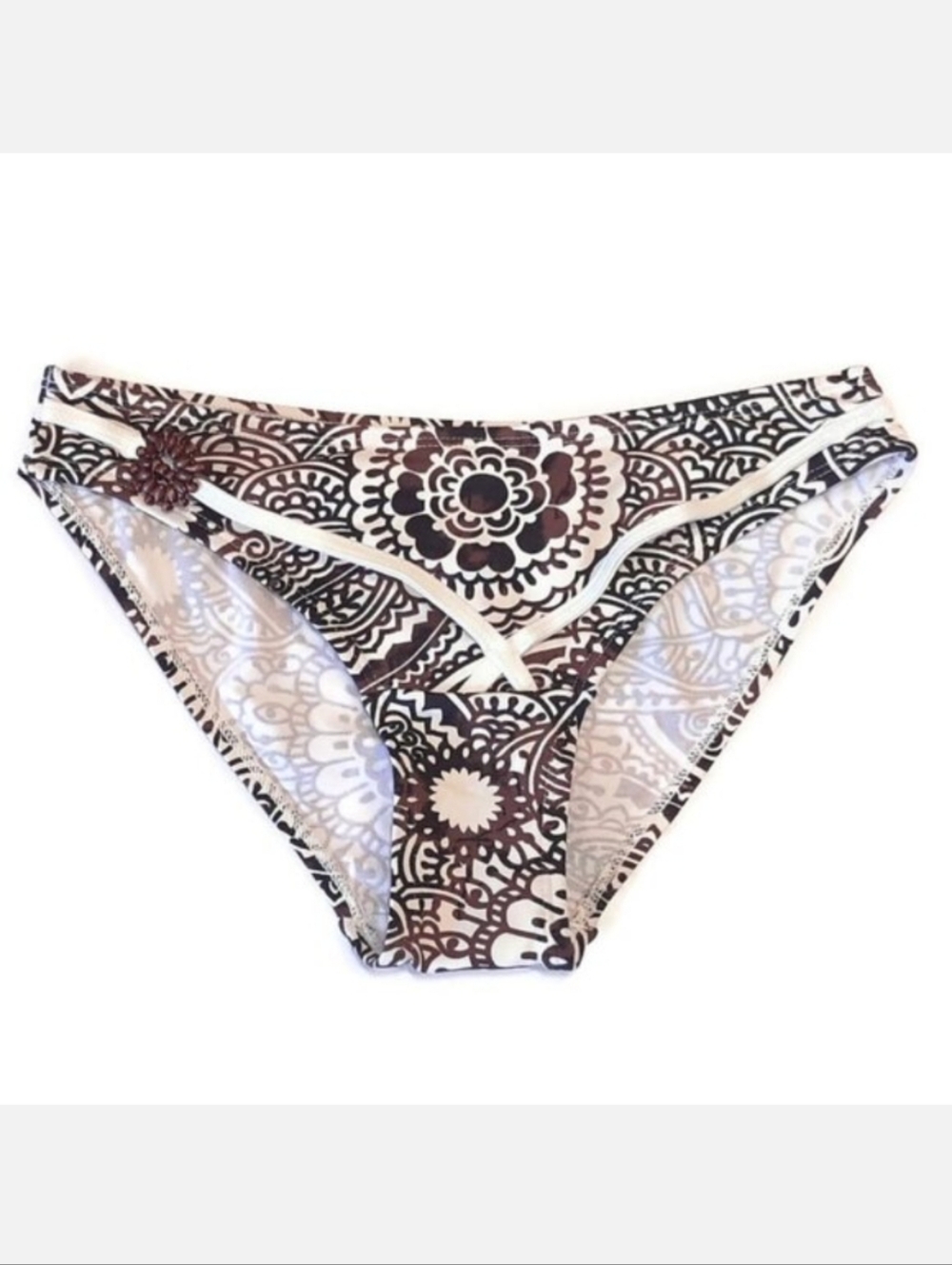 💠New Kris Line Strappy Bikini Bottom Wood Accent Boho Medallion Swimsuit